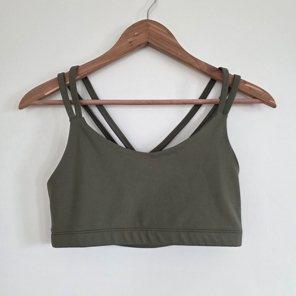 Strappy Olive Green Sports Bra – Medium